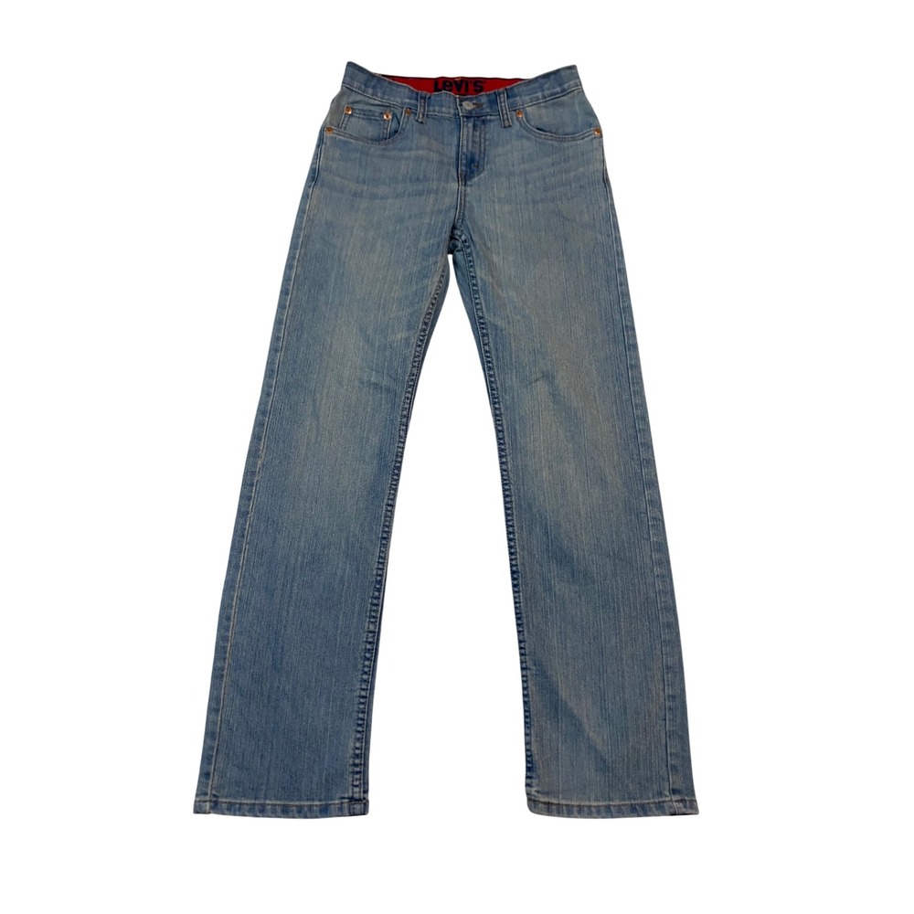Levis 514 Boys Jeans Size 14 Reg W27 L29 Light Wash Straight Fit Adjustable